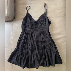 Zara Black Crochet Detail Mini Dress
